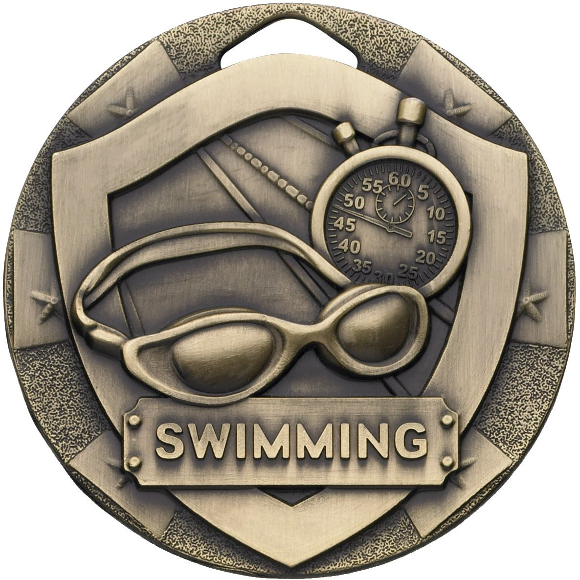Swimming Mini Shield Medal 50mm Bronze