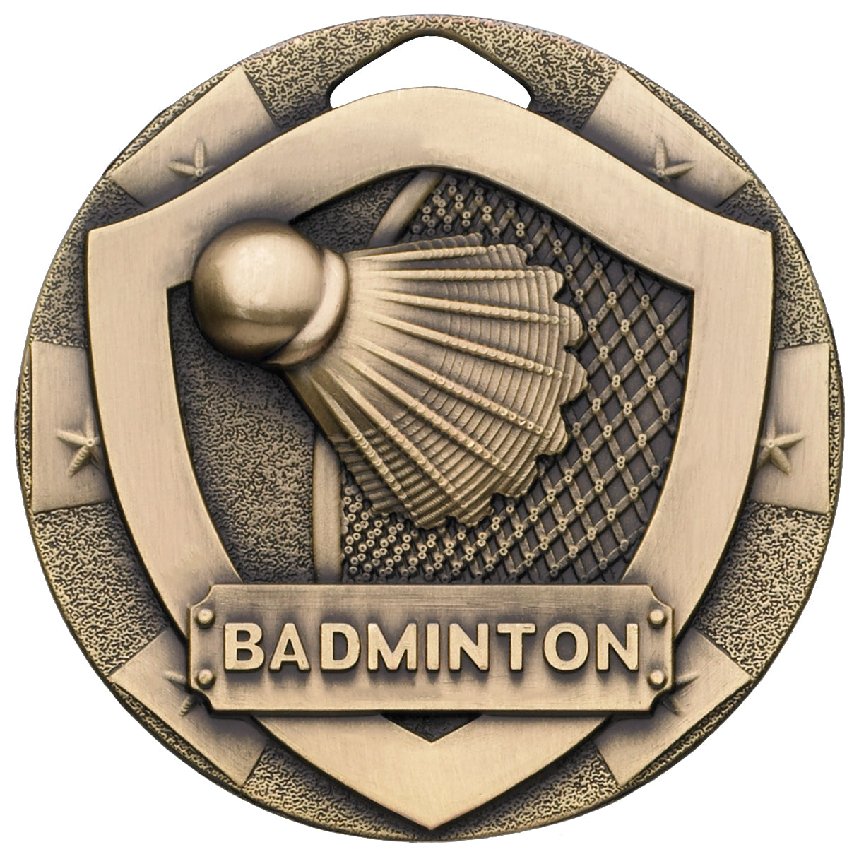 Badminton Mini Shield Medal 50mm Bronze