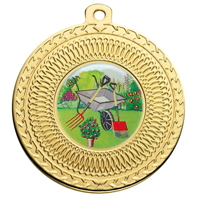 Gardening Gold Swirl 50mm Medal