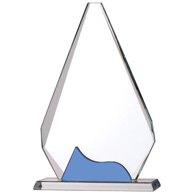 7.5" Diamond Peak Glass Award with Blue Wave Detail