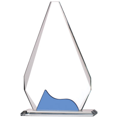8.25" Diamond Peak Glass Award with Blue Wave Detail