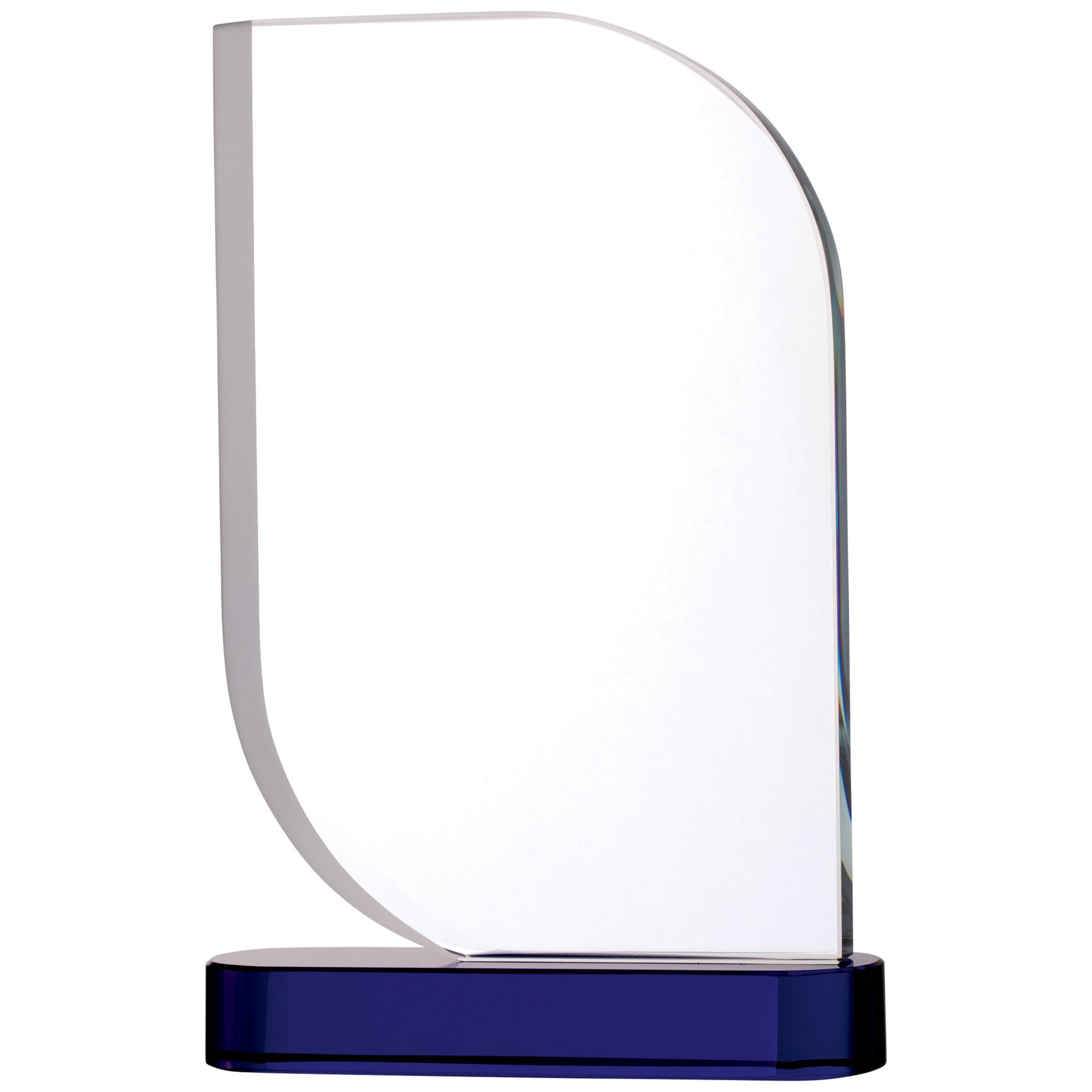 Modern Curved Eco Leaf Glass Award on Blue Base