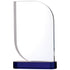 Modern Curved Eco Leaf Glass Award on Blue Base