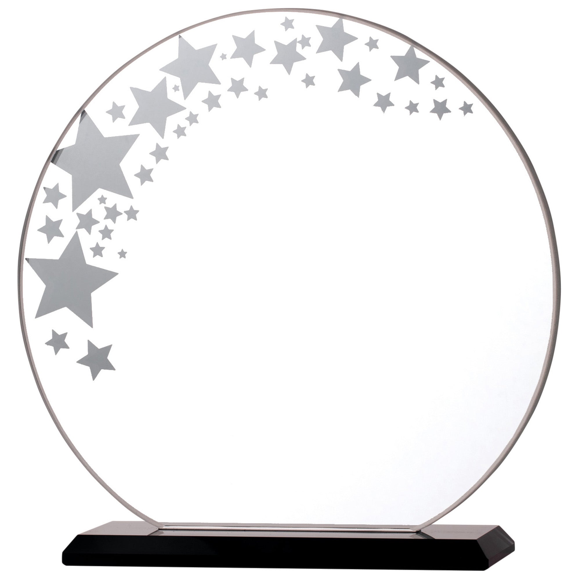 Circle Glass Award with Stars Detailing on Black Base