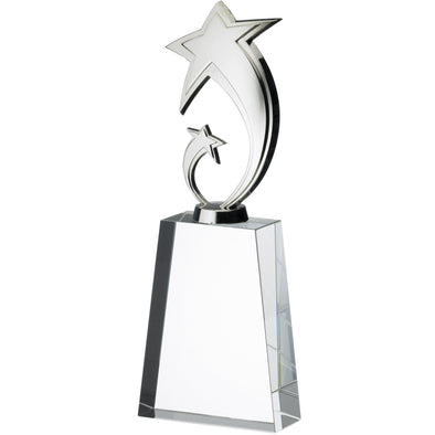 Silver Star On Glass Base 27cm