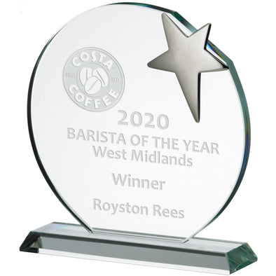 Glass Circle with Metal Star Award 19cm