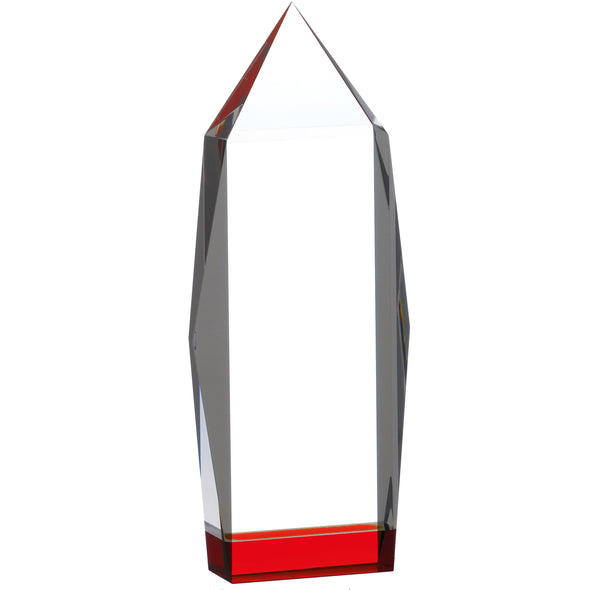 Glass Pillar With Red Base 25cm