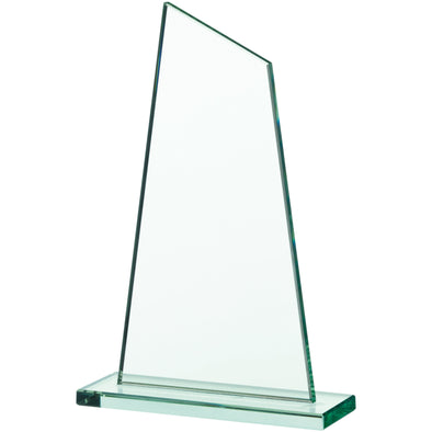 Jade Glass Sail Plaque Award 22cm