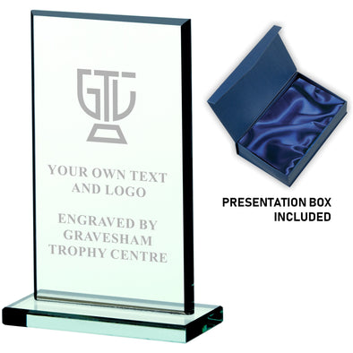 Jade Glass Rectangle Plaque Award 11cm