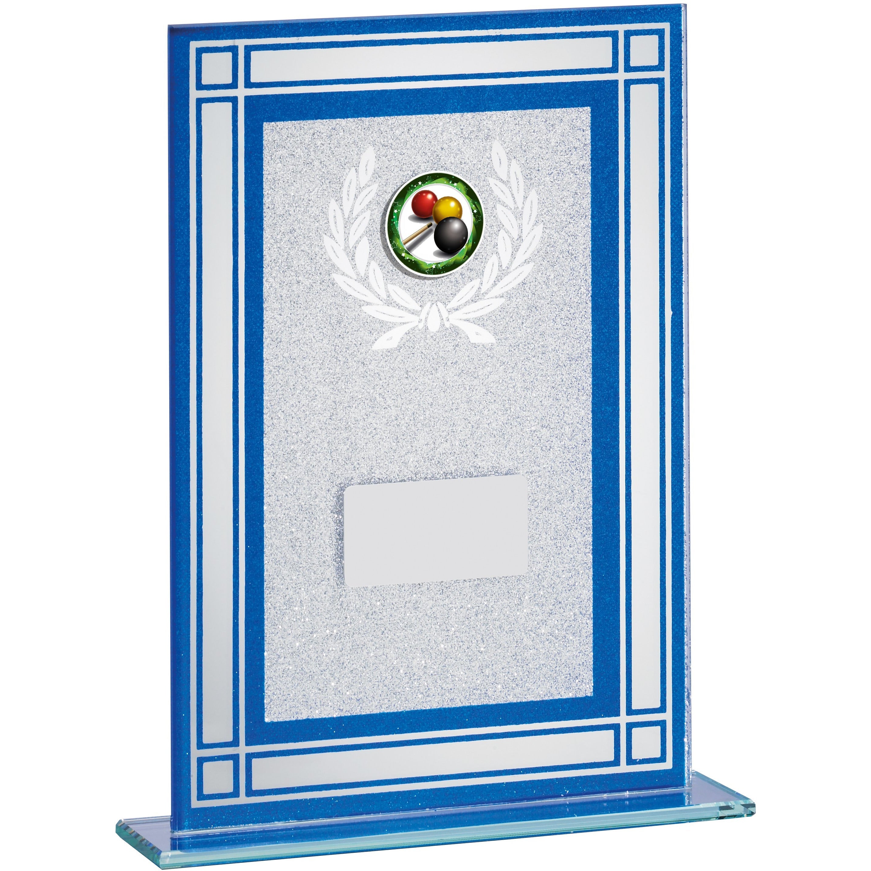 Blue Framed Glass Award with Laurel