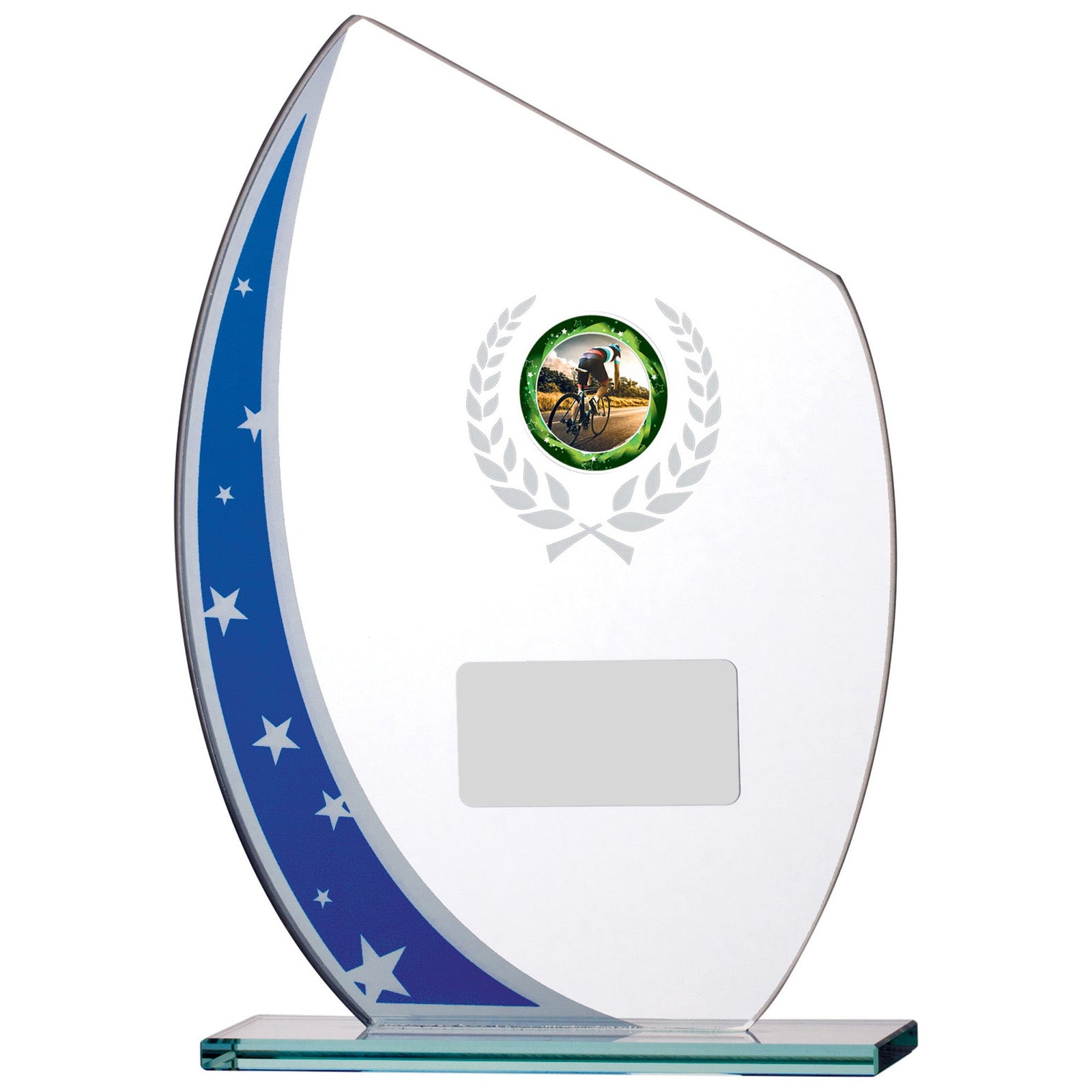 Blue Star Peak Glass Award with Personalised Plate and 1