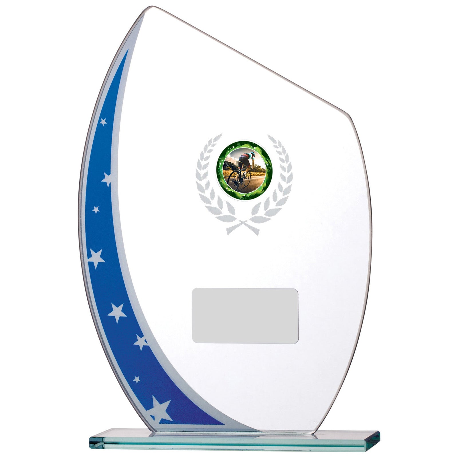 Blue Star Peak Glass Award with Personalised Plate and 1