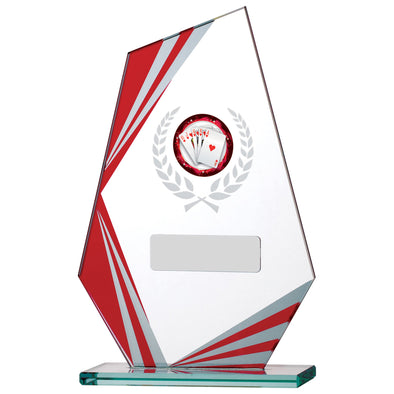 6.5" Red Peak Stripe Clear Glass Award with Personalised Plate and 1" Centre