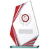 Red Peak Stripe Clear Glass Award with Personalised Plate and 1" Centre