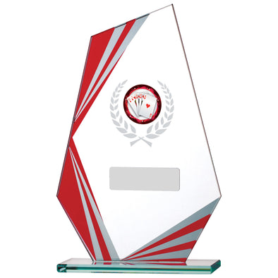 7.25" Red Peak Stripe Clear Glass Award with Personalised Plate and 1" Centre
