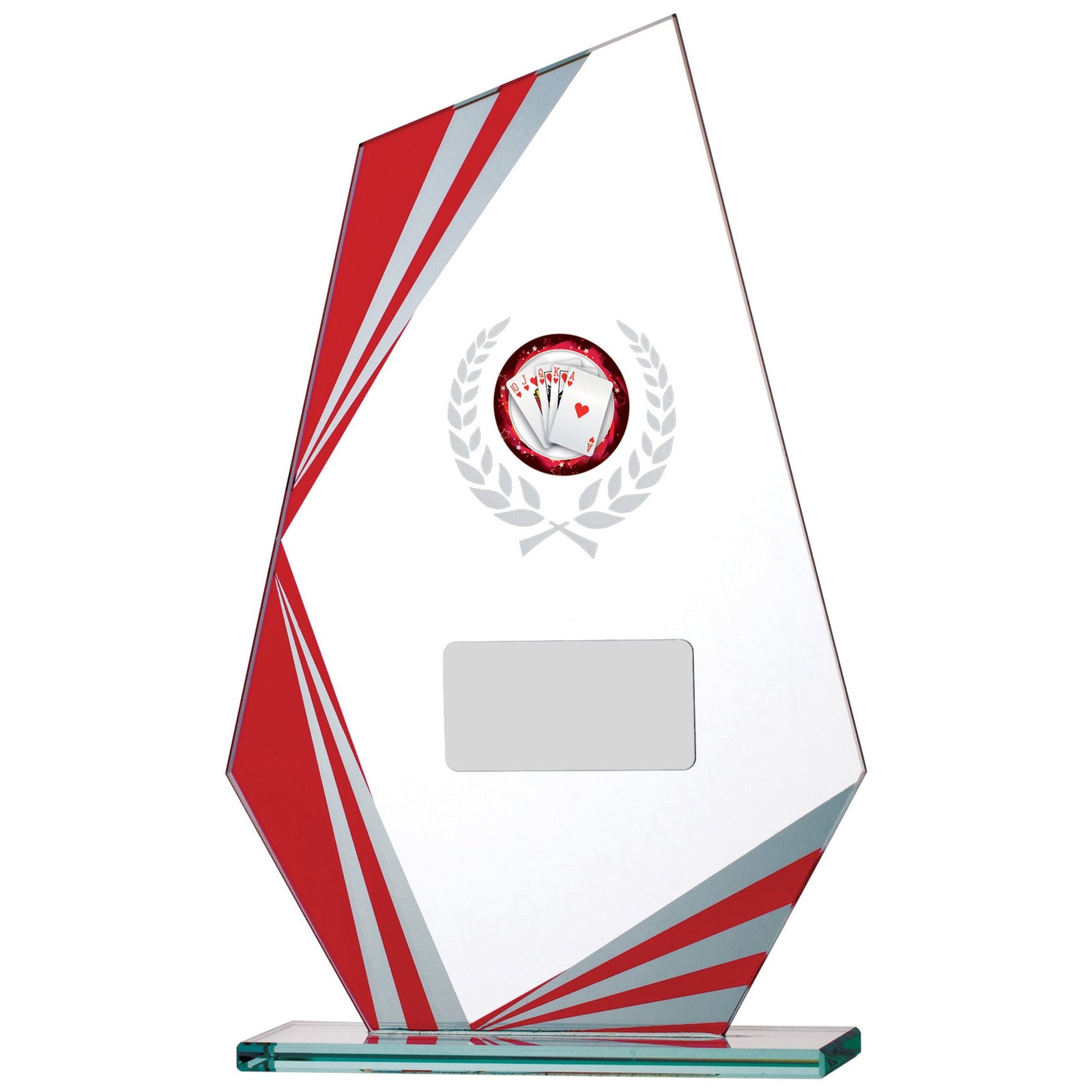 Red Peak Stripe Clear Glass Award with Personalised Plate and 1