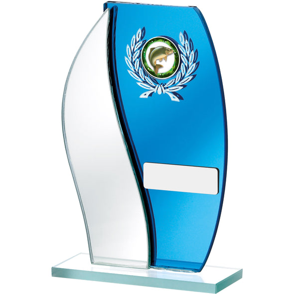Mirrored Blue Glass Award 16.5cm