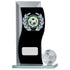 Black Mirrored Football Glass Award - Personalised Plate and 1" Centre