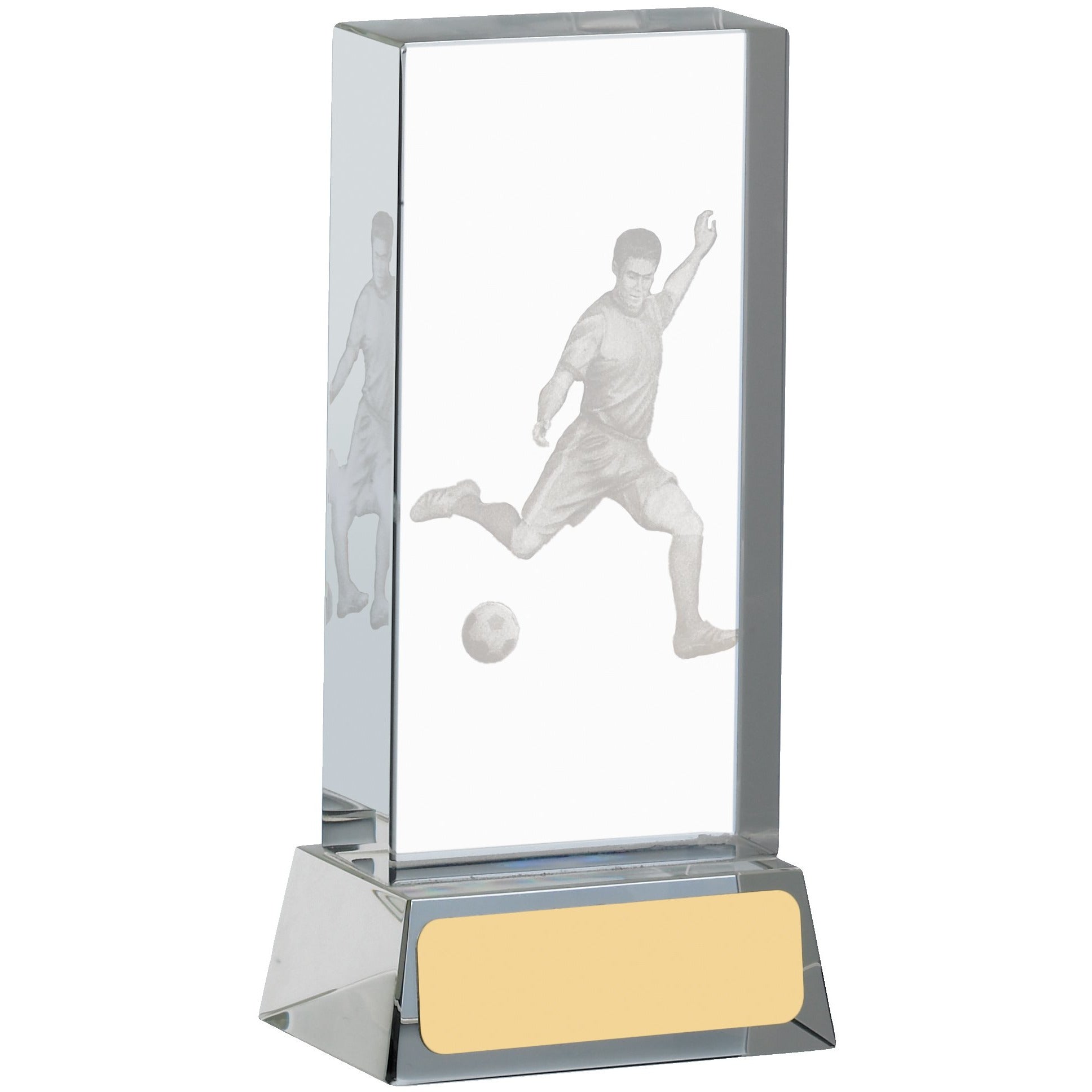 Football Glass Block Award With Player