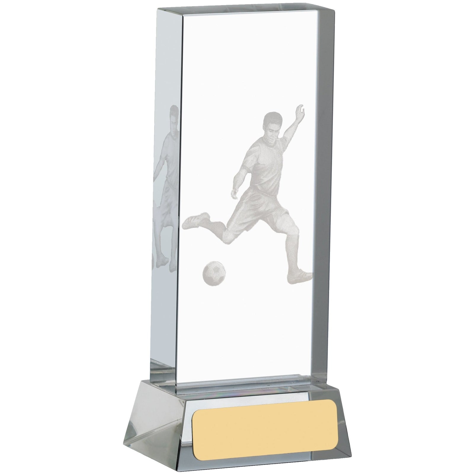 Football Glass Block Award With Player