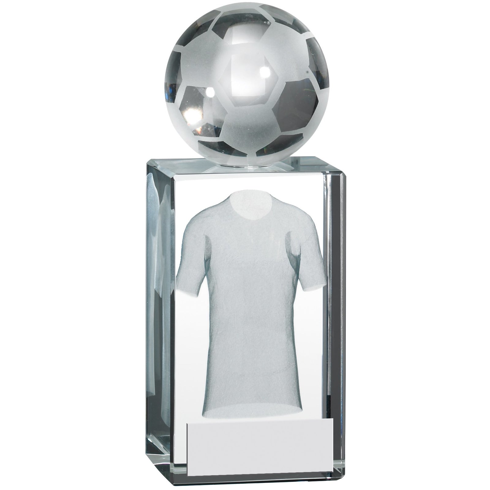 Football Shirt Glass Block With Ball Trophy