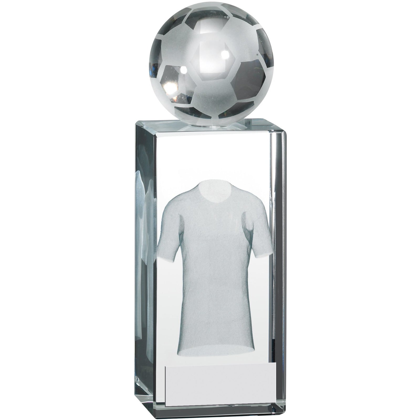 Football Shirt Glass Block With Ball Trophy