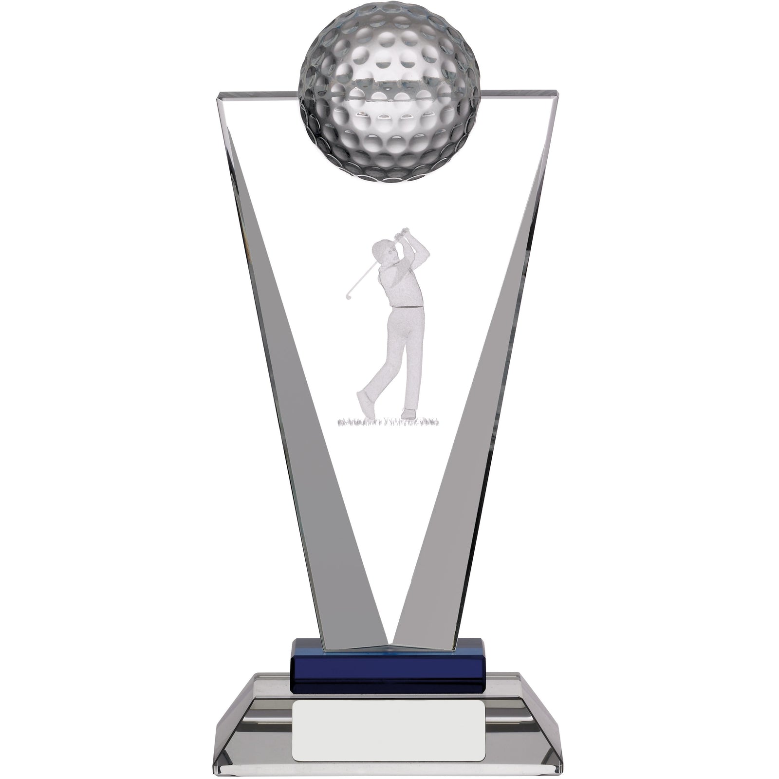 Golf Swing Glass Award on Base