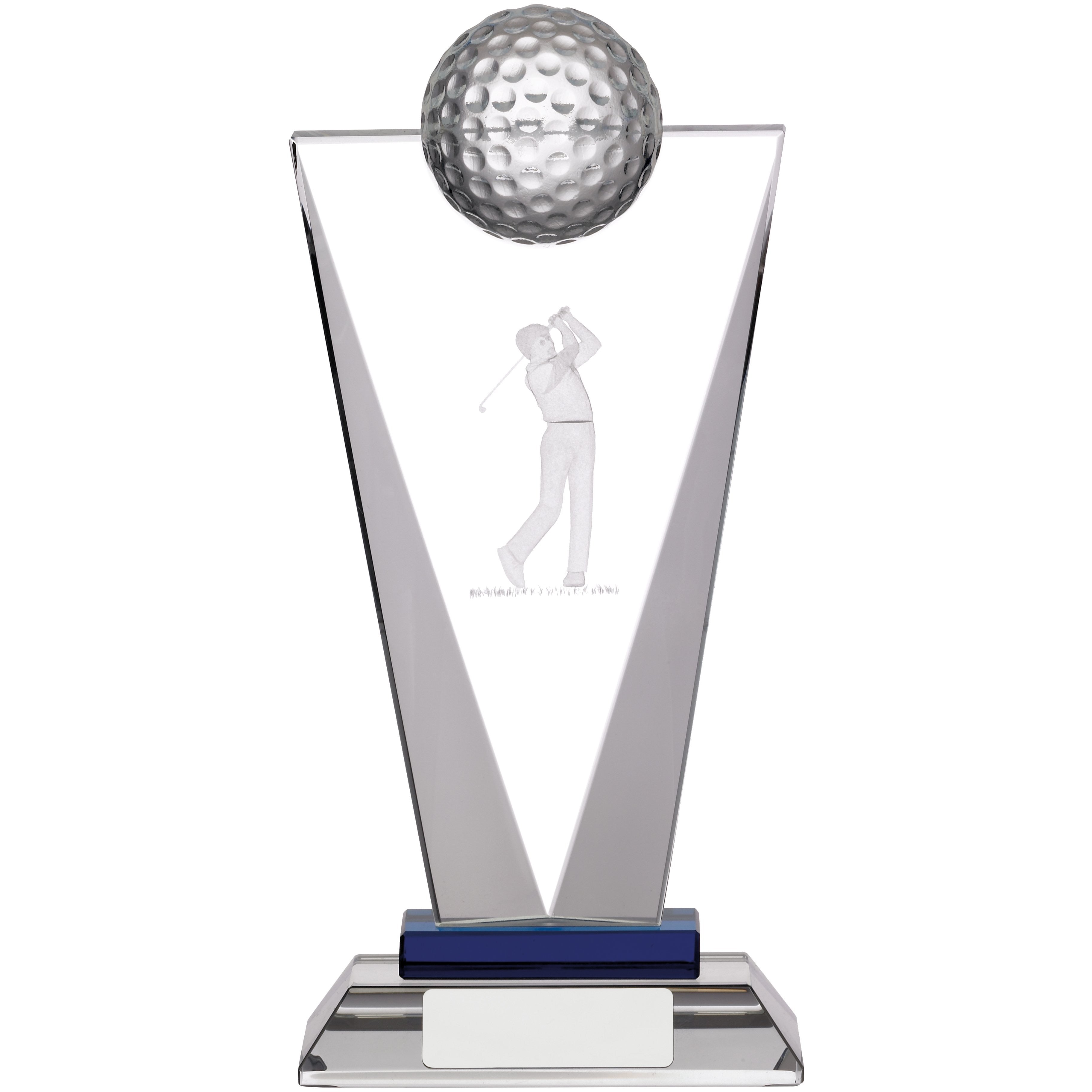 Golf Swing Glass Award on Base