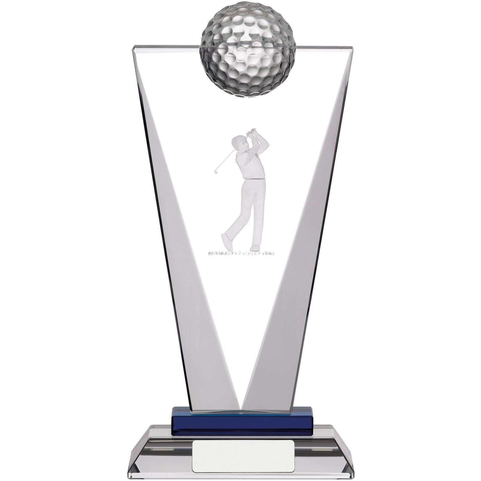 Golf Swing Glass Award on Base