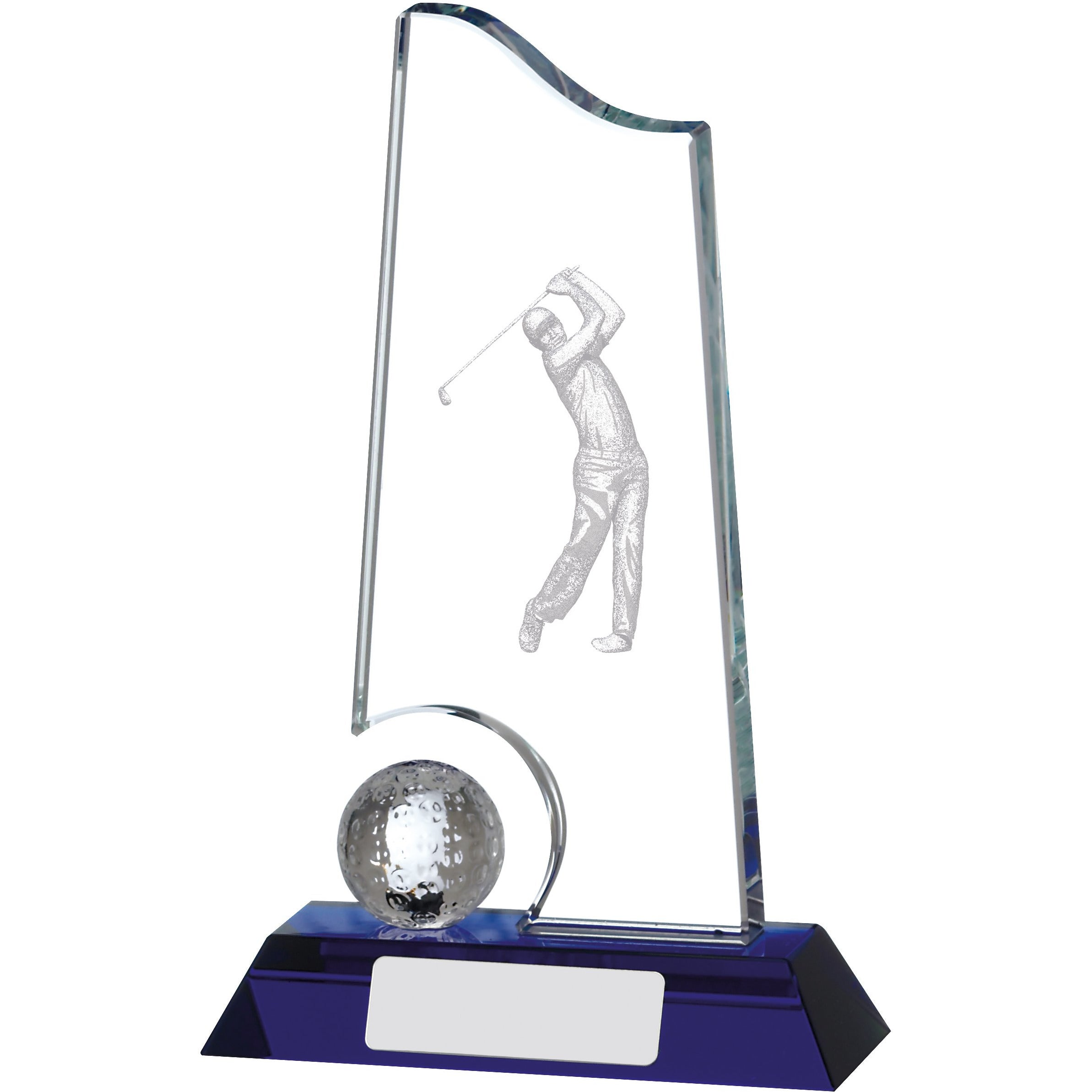 Golf Glass Award on Blue Base