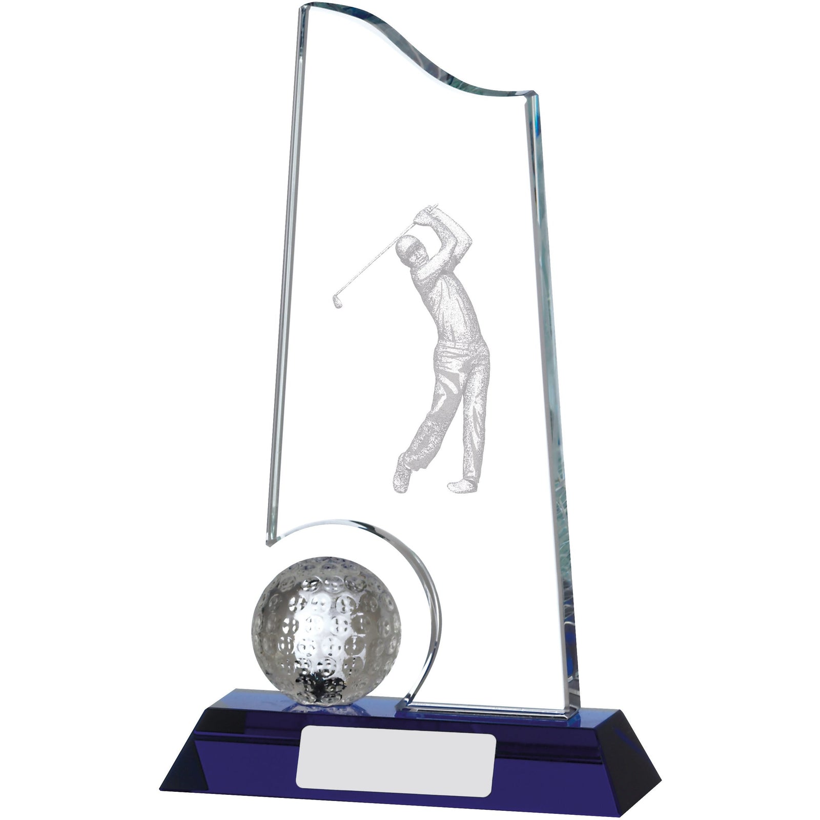 Golf Glass Award on Blue Base