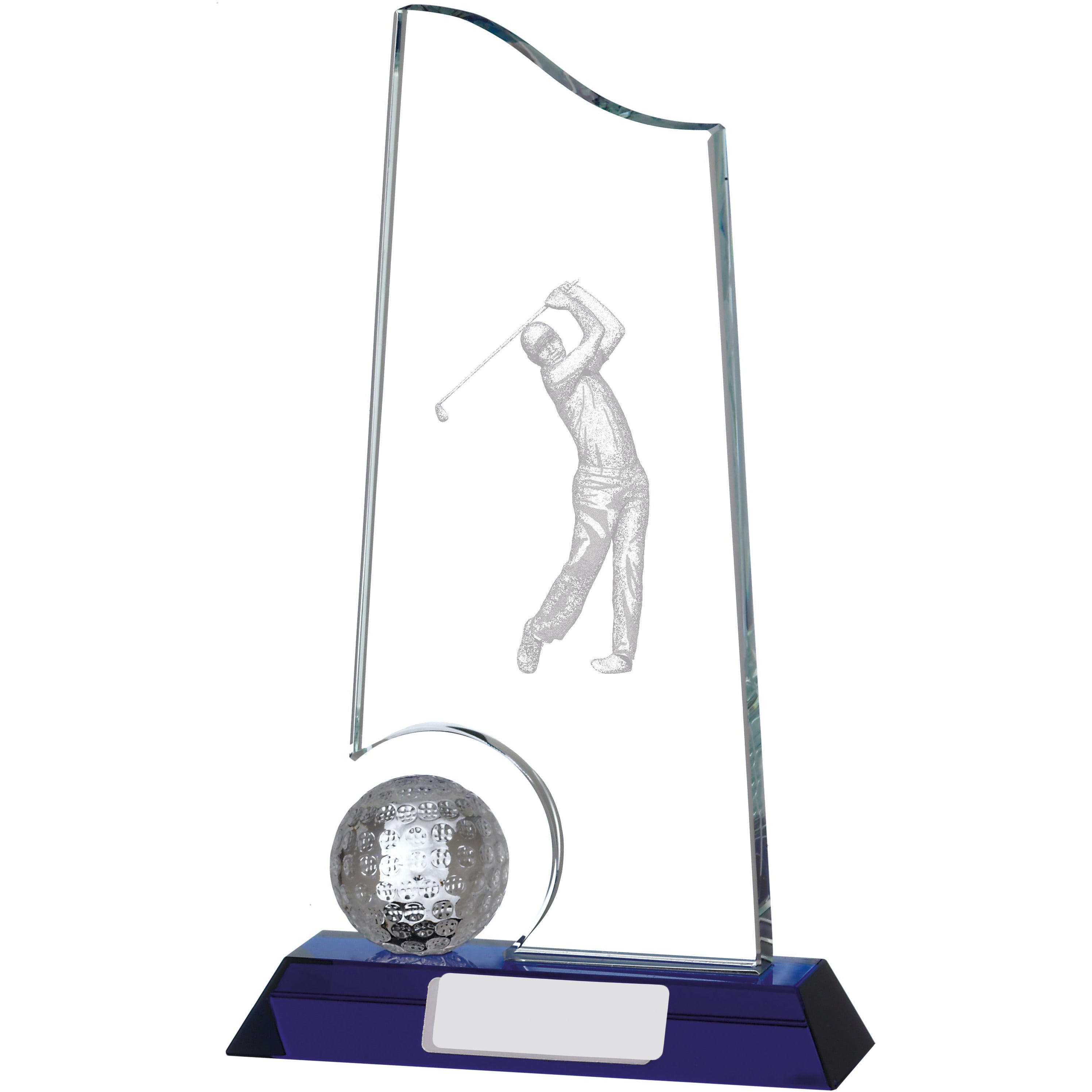 Golf Glass Award on Blue Base