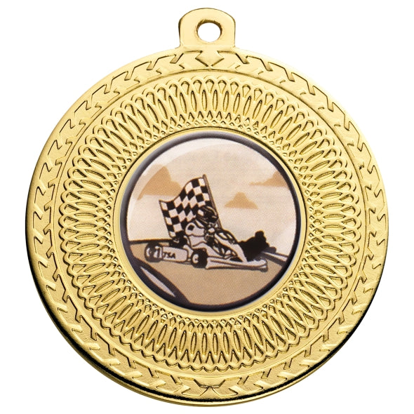 Go Kart Gold Swirl 50mm Medal
