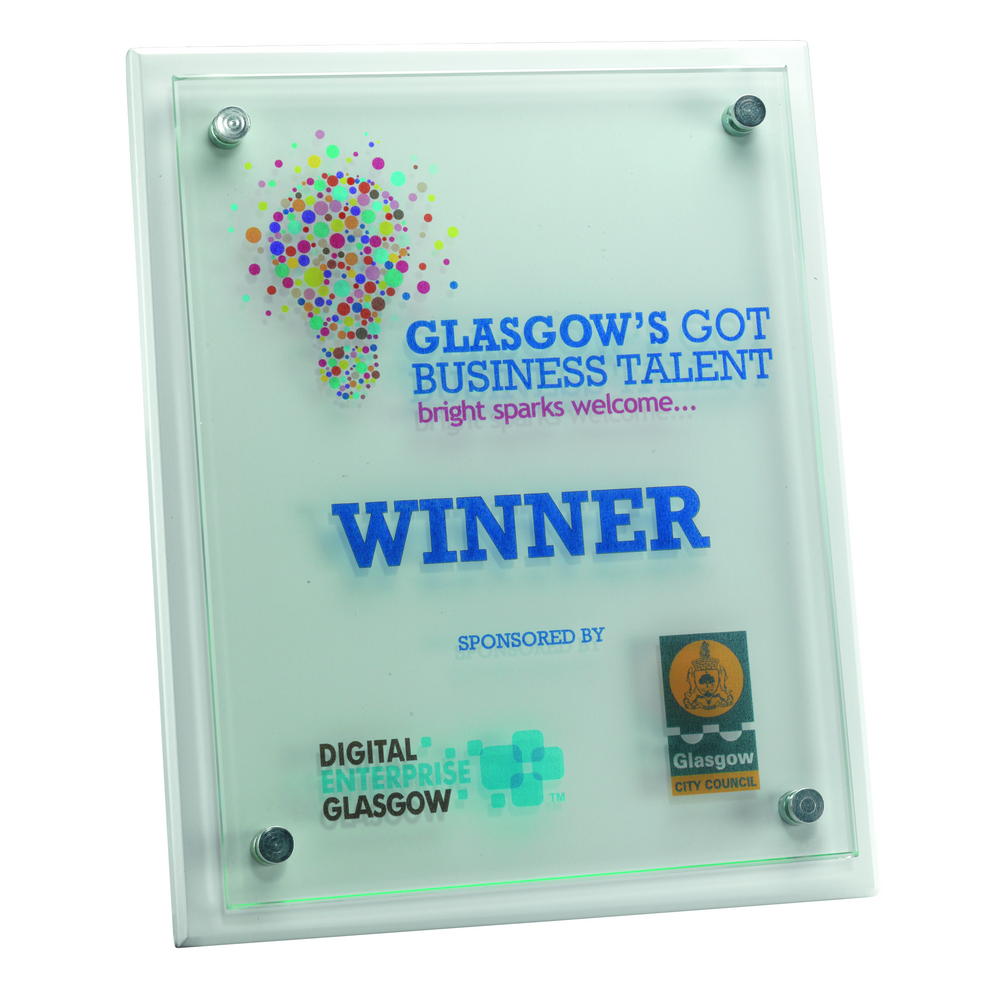 Personalised White Wood Plaque Award With Glass Front