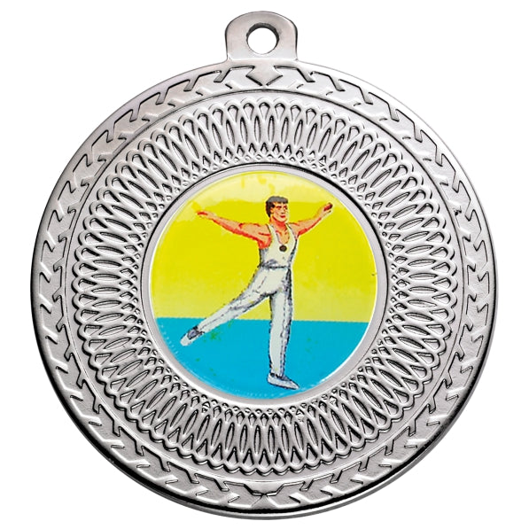 Gymnastics Male Silver Swirl 50mm Medal