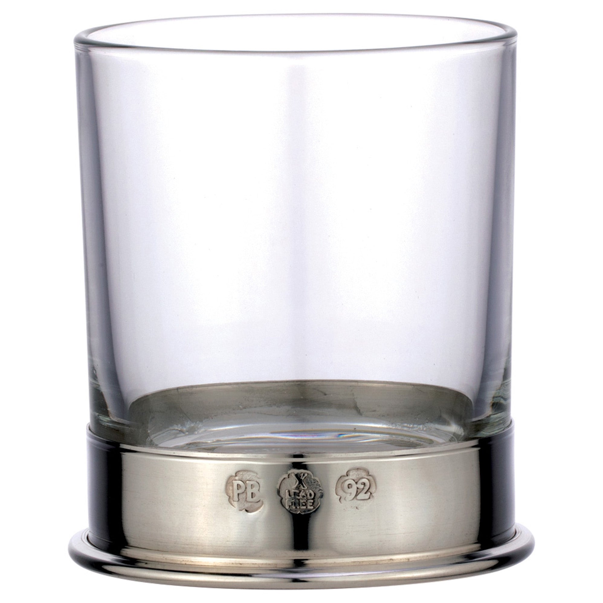 Engraved Whisky Glass with Pewter Band Base