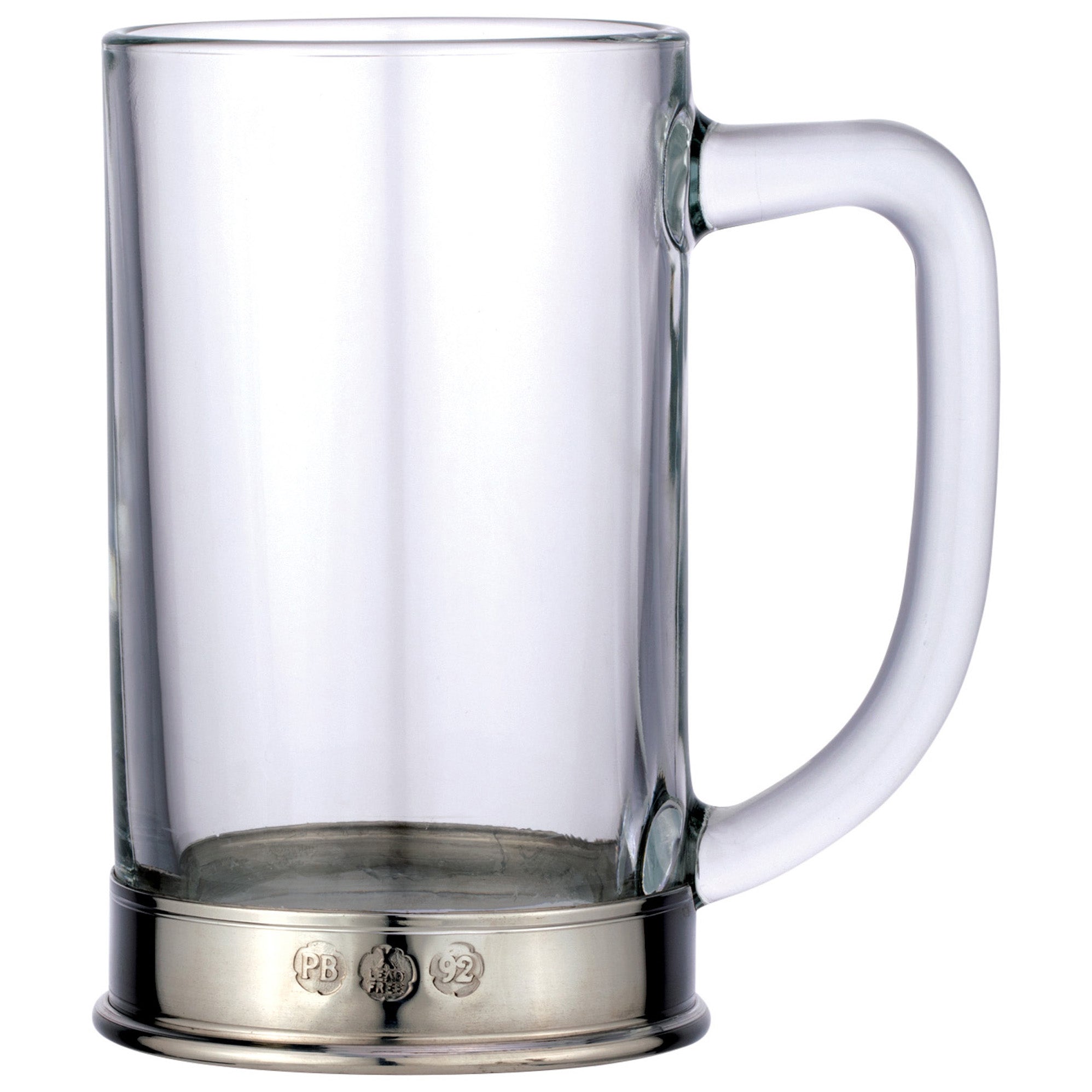 Engraved 1 Pint Glass Tankard with Pewter Band Base
