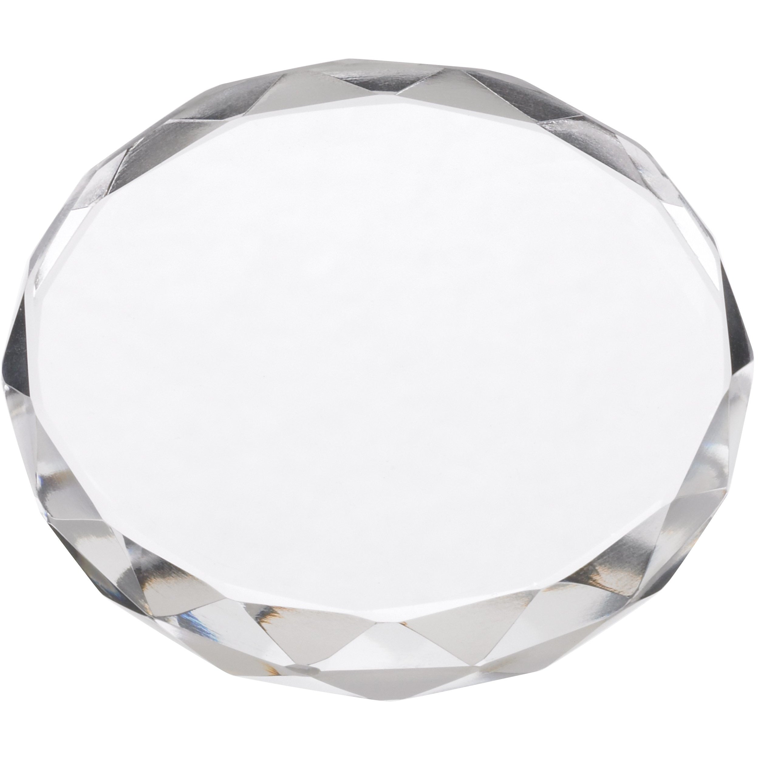 Engraved Round Glass Facet Edge Paperweight