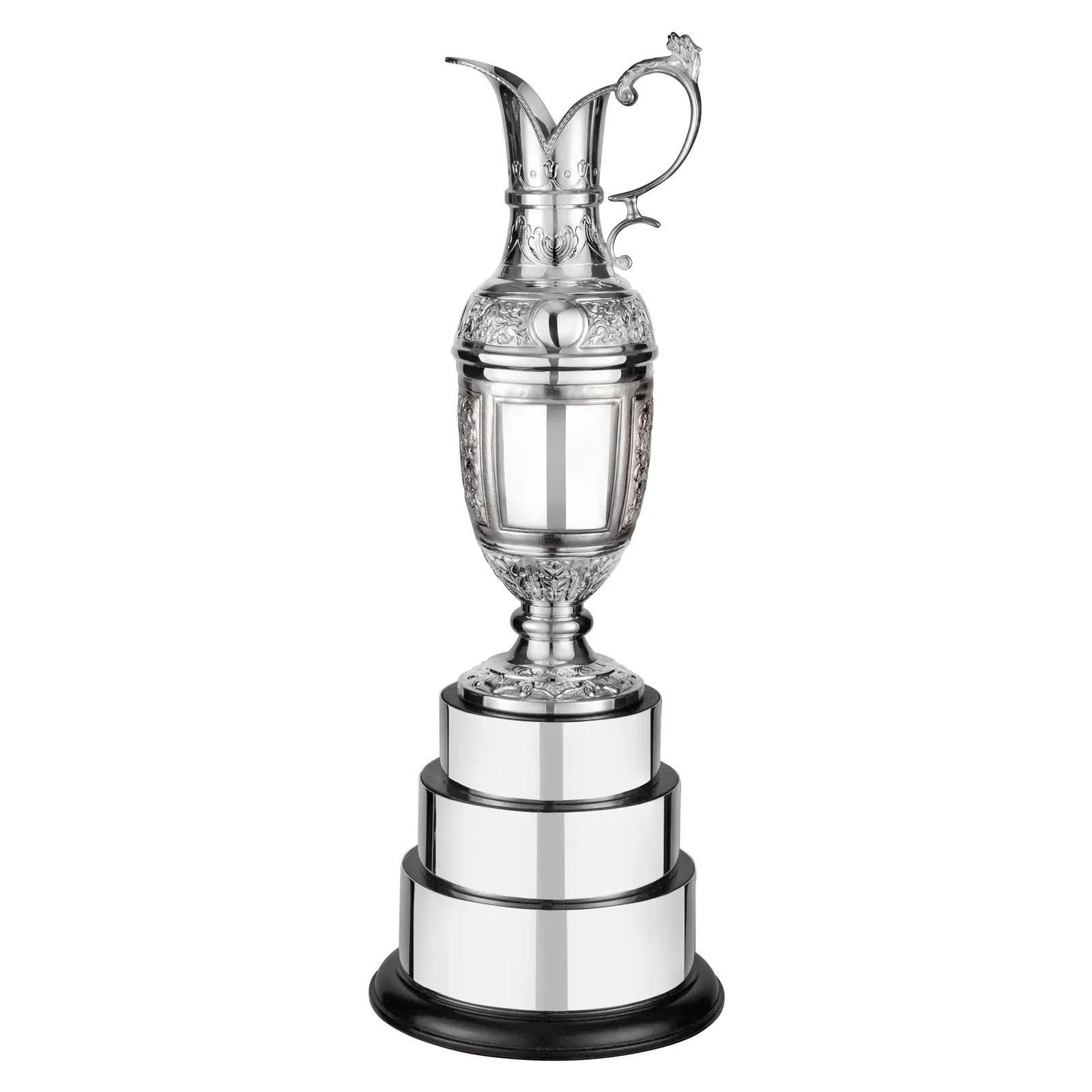 Silver Plated 21in Champions Claret Jug Hand-Chased Award - On 3 Tier Base