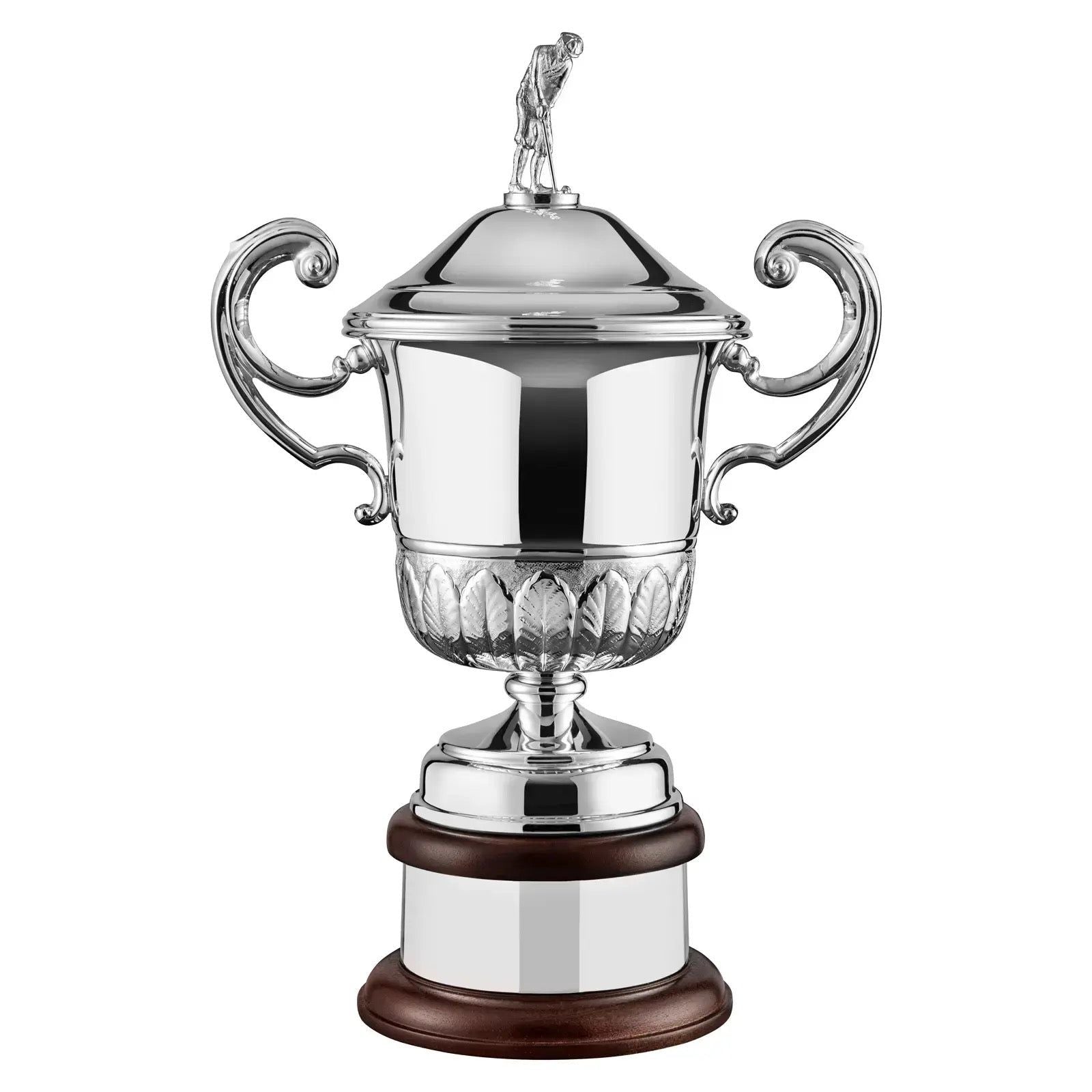 Silver Plated 16.5in Members Challenge Hand-Chased Detailed Cup - With Golfer Figurine Lid
