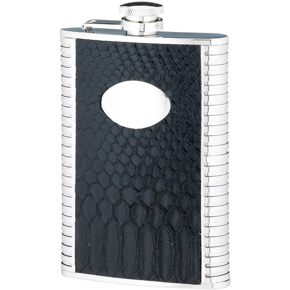 Engraved 8 Ounce Black Stainless Steel Flask
