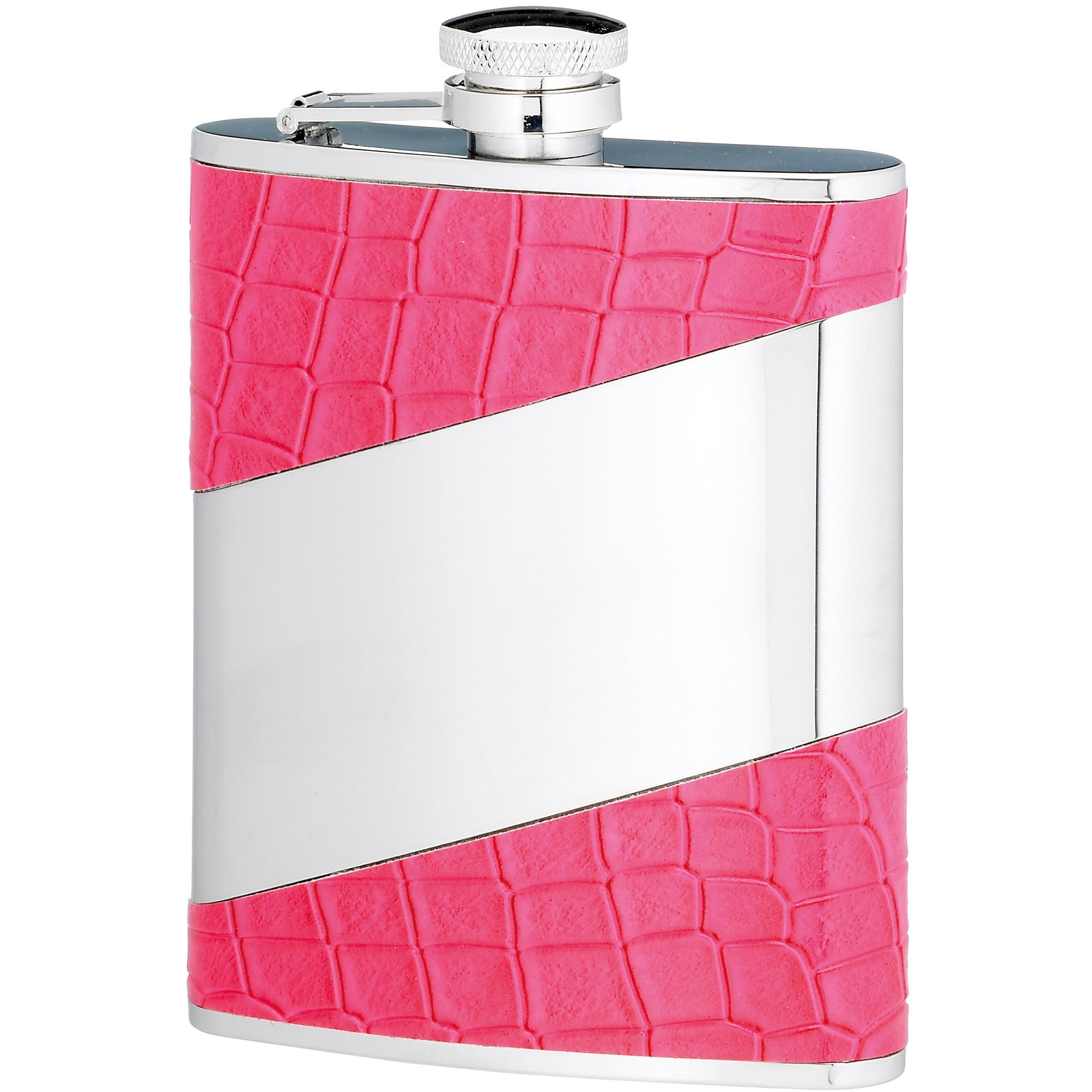 Engraved 6 Ounce Pink Stainless Steel Flask