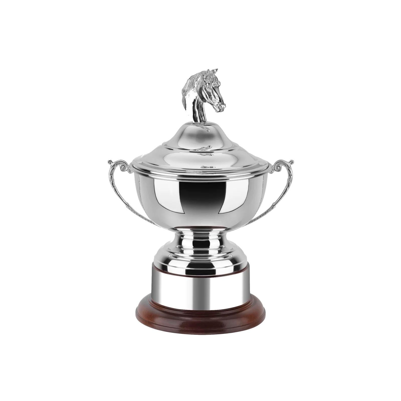 Silver Plated 12.5in Challenge Bowl Award - With Horse Head Lid