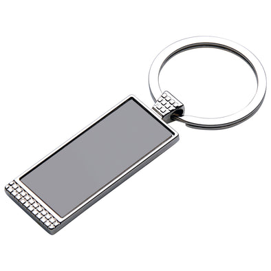 Engravable Rectangle Keyring with Studded Border Design