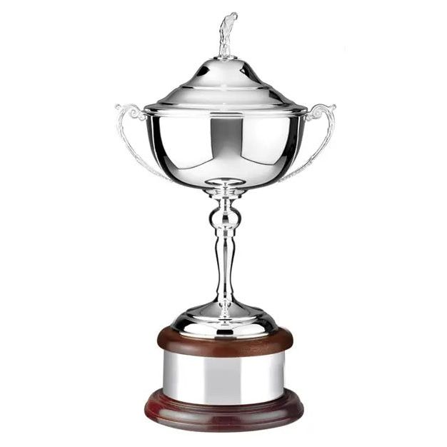 Silver Plated 22in Ultimate Golf Champion's Cup with Figurine Lid