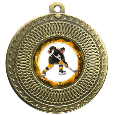 Ice Hockey Bronze Swirl 50mm Medal