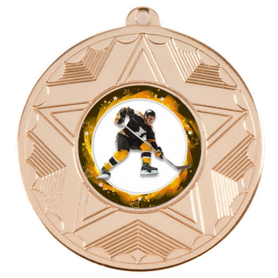Ice Hockey Gold Star 50mm Medal