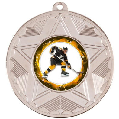 Ice Hockey Silver Star 50mm Medal