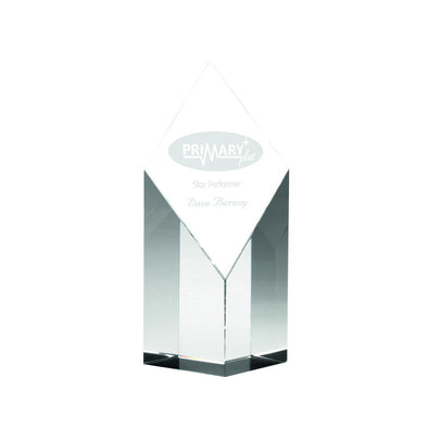 Clear Glass Diamond Column Award - 7.25in