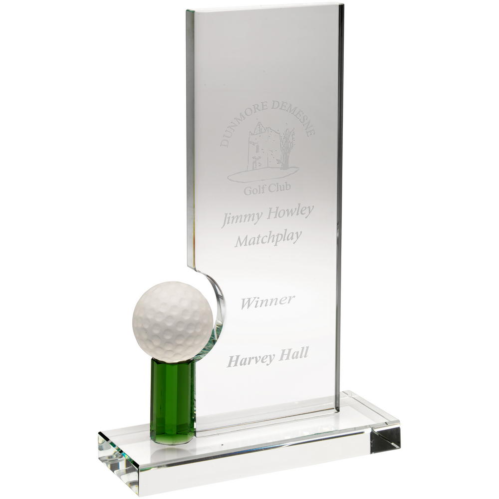 Clear/Green Glass Rectangle With Golf Ball